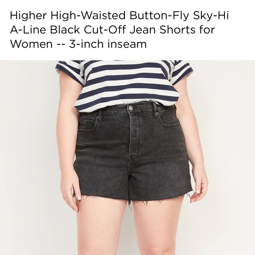 NWT size 20 HighWaist ButtonFly Black Cut-off
Jean Short women 3-inch inseam OBO